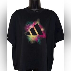 adidas Black Tee with Neon Gradient Logo⭐️NWT⭐️
